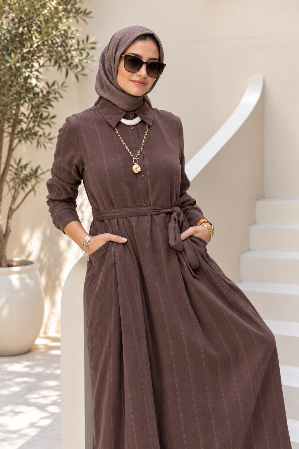 Chocolate Stripe Maxi Dress