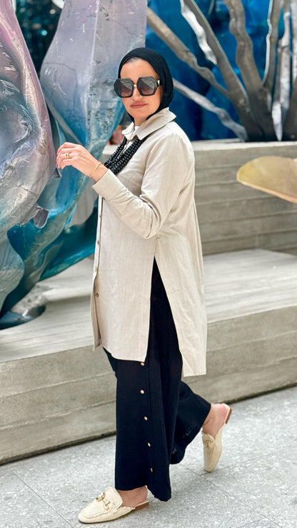 Linen Slit Blouse