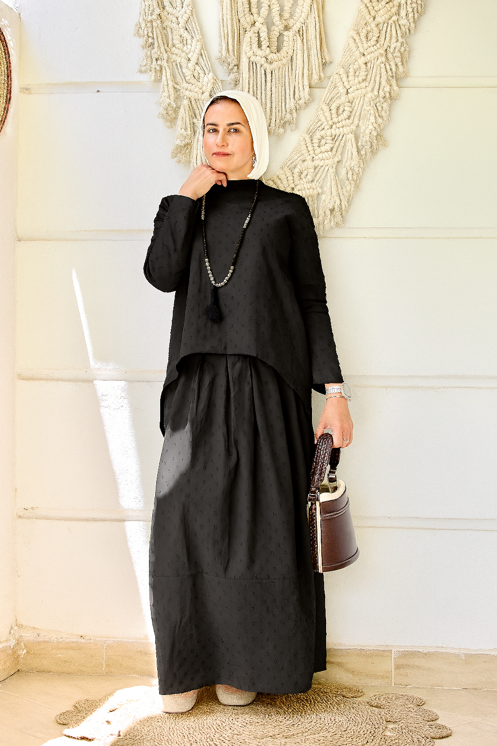 Dotty Poplin Set Black