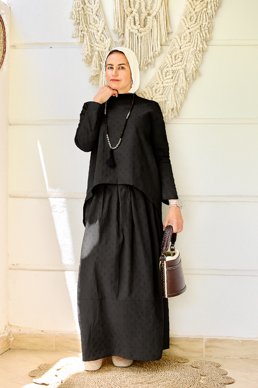 Dotty Poplin Set Black