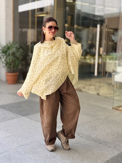 Polka Dot Layered Blouse💛🤎