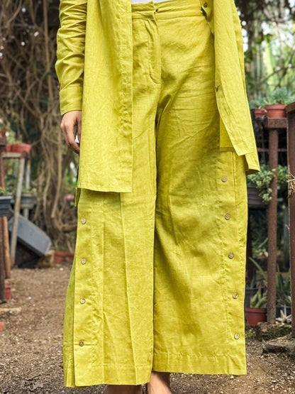 Buttoned Linen Pants (kiwi)