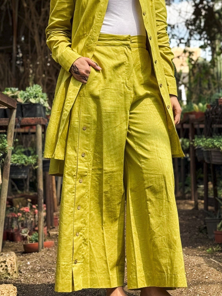 Buttoned Linen Pants (kiwi)